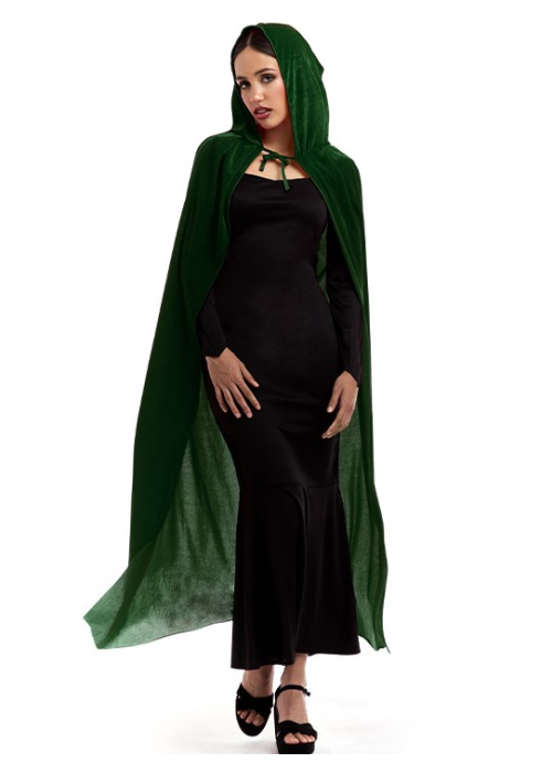 Capa Verde Capucha Terciopelo - Complementos Medievales - Capas
