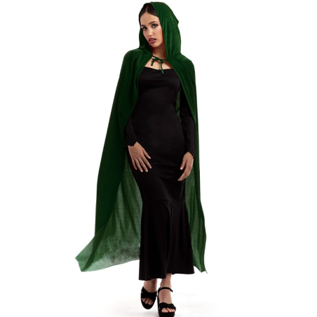 Capa Verde Capucha Terciopelo - Complementos Medievales - Capas