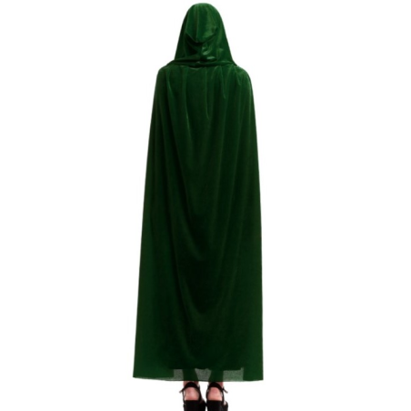 Capa Verde Capucha Terciopelo - Complementos Medievales - Capas