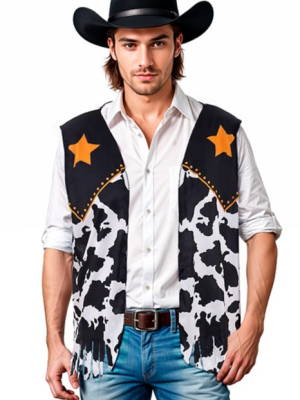 Chaleco Vaquero Vaca Negro Adulto - Complementos de Vaqueros