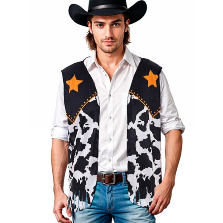 Chaleco Vaquero Vaca Negro Adulto - Complementos de Vaqueros