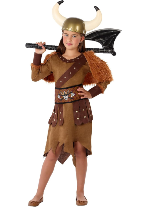 Disfraz De Vikinga Marron Niña - Disfraces de Vikingos para Niñas