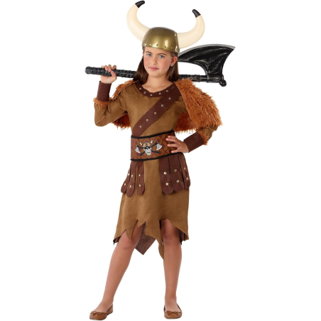 Disfraz De Vikinga Marron Niña - Disfraces De Barbaros y Vikingos