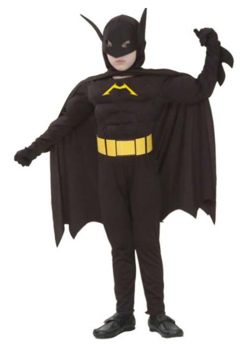 Disfraz De Bat Heroe Negro Musculoso Infantil - Disfraces de Superheroes para Niños