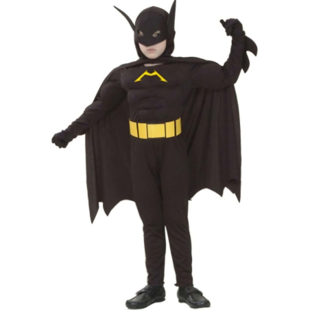 Disfraz De Bat Heroe Negro Musculoso Infantil - Disfraces de Superheroes para Niños