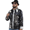 Camisa Disco Negra y plata Lentejuelas Hombre - Disfraces de Disco para Hombre