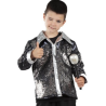 Camisa Disco Negra y plata Lentejuelas Infantil - DISFRACES