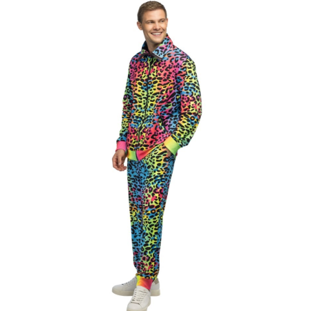 Disfraz De Chandal Neon Leopardo Años 80 - Disfraces Ochenteros - Disfraces de Años 80-90 para Hombre