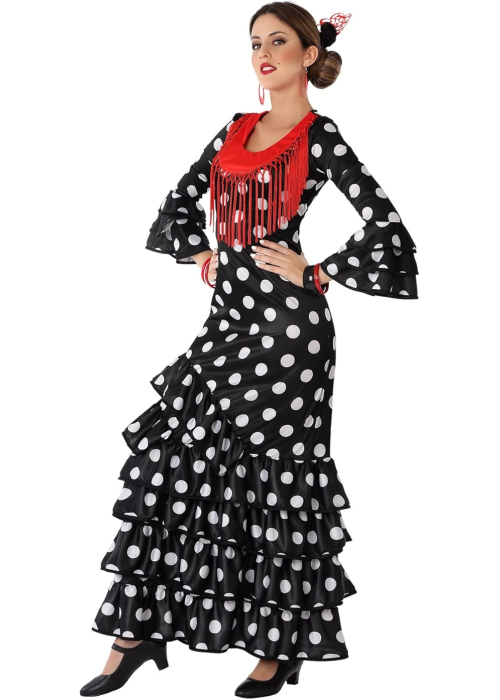 Vestit De Sevilla Negre Amb El Blanc Lunar