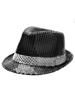 Sombrero Lentejuelas Negro - Complementos Michael Jackson - Gorros y Gafas