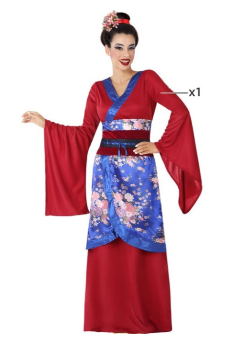 Disfraz De Geisha Granate - Disfraces de Chinos, Orientales, Ninjas y Geishas