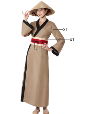 Disfraz De Japonesa Marron - Disfraces de Chinos, Orientales, Ninjas y Geishas