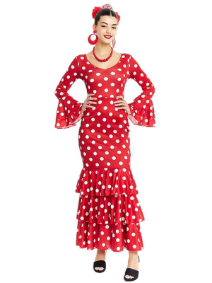 Disfraz De Sevillana Rojo y Blanco Mujer - Disfraces de Sevillana para Mujer