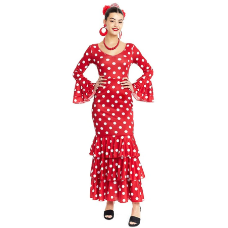 Disfraz De Sevillana Rojo y Blanco Mujer - Disfraces de Sevillana para Mujer