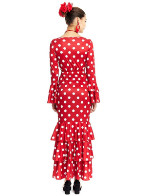 Disfraz De Sevillana Rojo y Blanco Mujer - Disfraces de Sevillana para Mujer