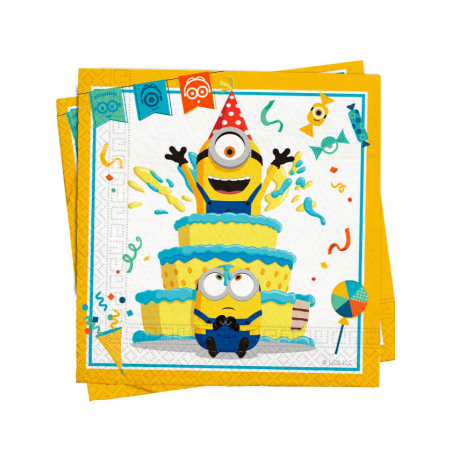 Servilletas Minions 20 Und - Fiestas de Cumpleaños de los Minions