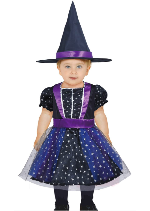 Disfraz De Bruja Morado Estrellas Bebe - Disfraces Halloween Brujas y Hechiceros - Disfraces de Brujas y Hechiceros para Bebes