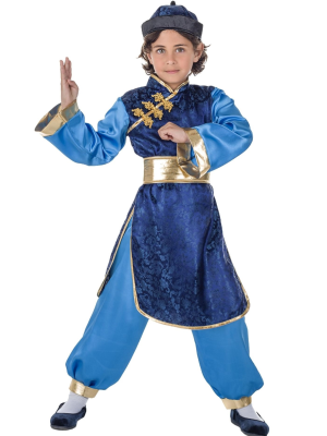 Disfraz de Chino Guerrero Azul Niño - Disfraces Orientales - Disfraces Orientales para Niño