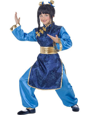 Disfraz De China Guerrera Azul Niña - Disfraces Bola De Dragón - Disfraces Paises y Culturas de Niña