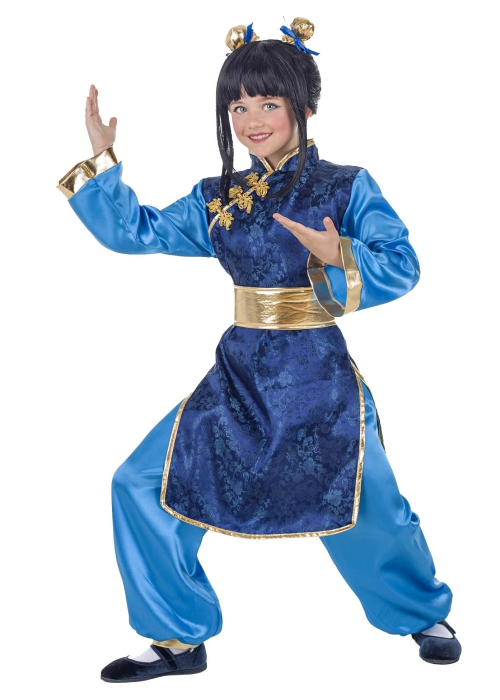 Disfraz De China Guerrera Azul Niña - Disfraces Bola De Dragón - Disfraces Paises y Culturas de Niña