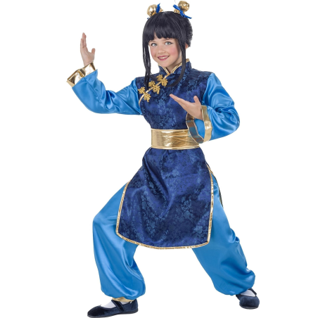 Disfraz De China Guerrera Azul Niña - Disfraces Bola De Dragón - Disfraces Paises y Culturas de Niña