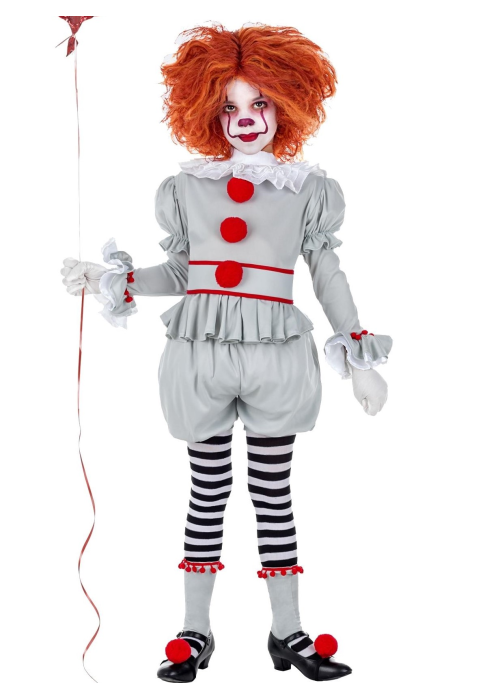 Disfraz De Payasa Asesina IT gris Infantil - Disfraces de Halloween Pennywise - Disfraces de Payaso Asesino de Cine Infantiles