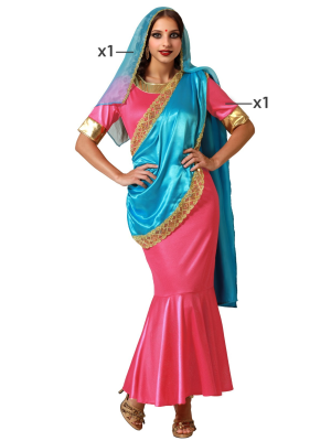 Disfraz De Hindu Rosa y Azul Mujer - Disfraces de Hindu - Disfraces de Paises para Mujer