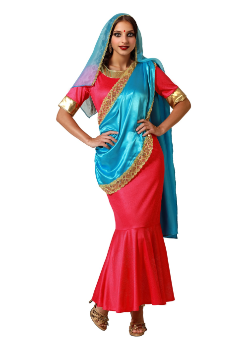 Disfraz De Hindu Rosa y Azul Mujer - Disfraces de Hindu - Disfraces de Paises para Mujer