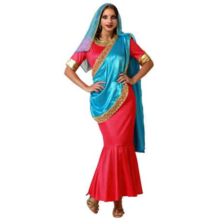 Disfraz De Hindu Rosa y Azul Mujer - Disfraces de Hindu - Disfraces de Paises para Mujer