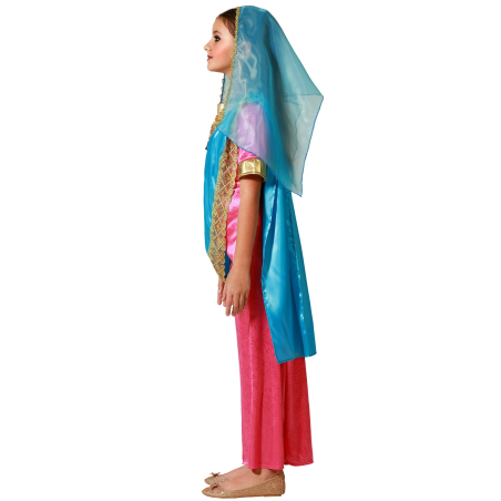 Disfraz De Hindu Rosa y Azul Niña - Disfraces de Hindu - Disfraces de Arabe para Niña