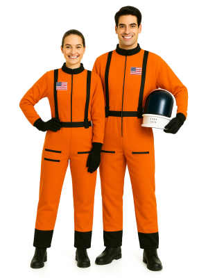 Disfraz De Astronauta Naranja Hombre y mujer - Disfraces en Pareja Astronautas del Espacio