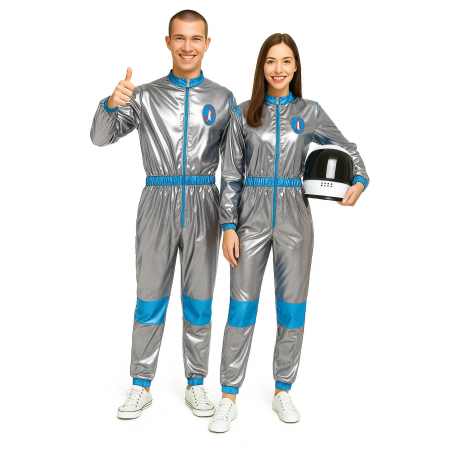 Disfraz De Astronautas plata Hombre y mujer - Disfraces en pareja Galacticos del Espacio