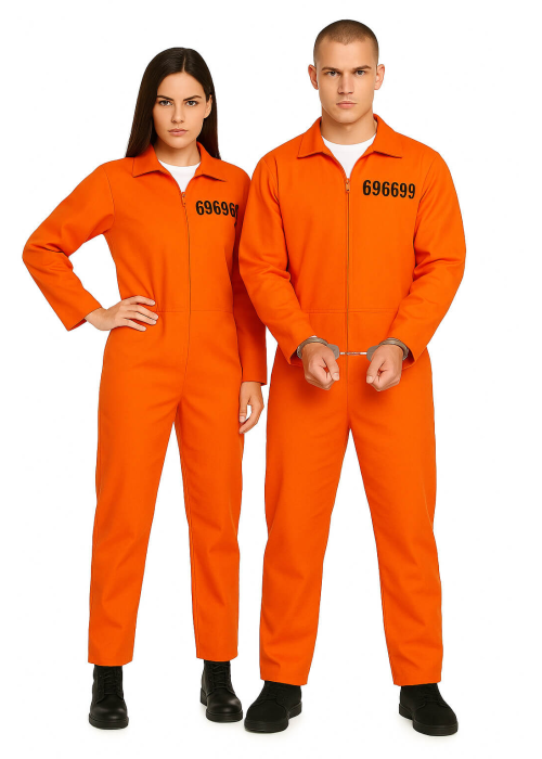 Disfraz De Preso Naranja Hombre y mujer - Disfraces pareja de presidiarios convictos