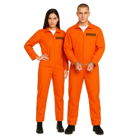 Disfraz De Preso Naranja Hombre y mujer - Disfraces pareja de presidiarios convictos