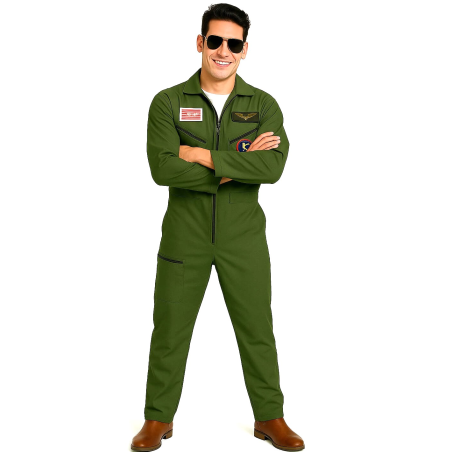 Disfraz De Piloto Aviador verde Hombre - Disfraces de Militares chicos