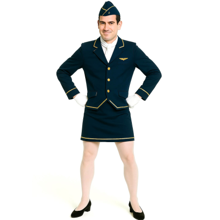 Disfraz de Azafata para Hombre - Disfraces Despedidas de Soltero - Disfraces de Pilotos y Azafatas