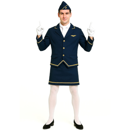 Disfraz de Azafata para Hombre - Disfraces Despedidas de Soltero - Disfraces de Pilotos y Azafatas
