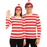 Camiseta De Rayas Roja Y Blanca hombre y mujer - Disfraces de Wally