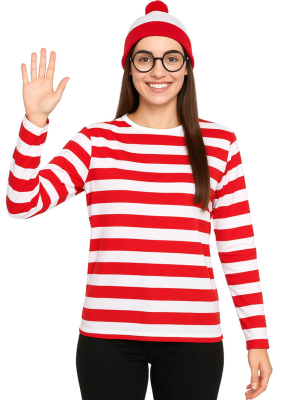 Camiseta De Rayas Roja Y Blanca mujer - Disfraces de Wally