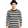 Camiseta De Rayas Negra Y Blanca Adulto - Disfraces mimo hombre
