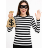 Camiseta De Rayas Negra Y Blanca Adulto - Disfraces Ladron mujer