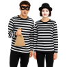 Camiseta De Rayas Negra Y Blanca Adulto - Disfraces Ladron, mimo y Familia Addams