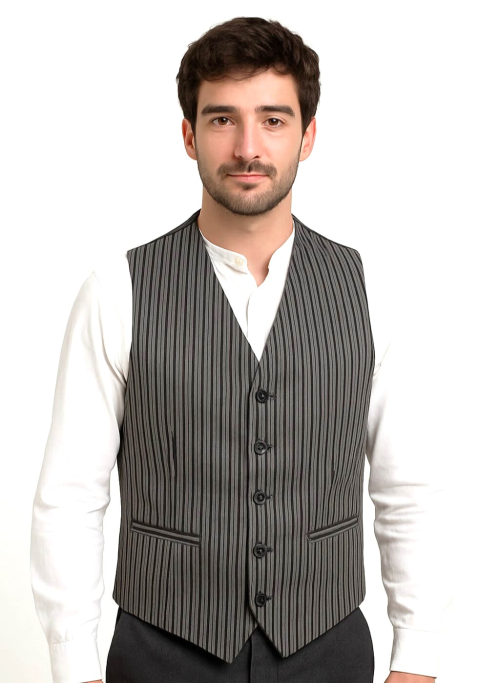 Chaleco Rayas Gris Fiestas Adulto - Trajes Regionales Vascos