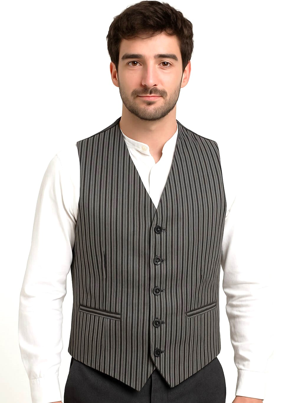 Chaleco Rayas Gris Adulto Trajes Regionales