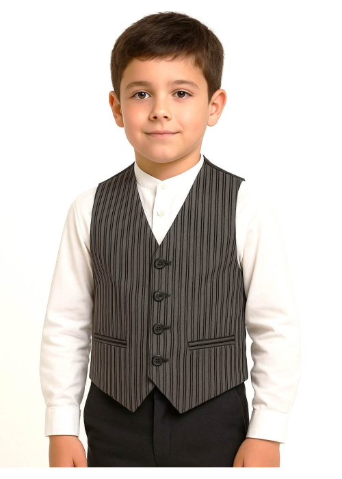 Chaleco tradicional Rayas gris niño aldeano- Trajes Regionales Vascos