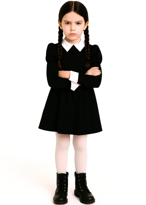 Disfraz de Miércoles para Niña - Disfraces de la Familia Addams
