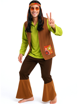 Disfraz De Hippie Verde Hombre - Disfraces Años 60-70 (Hippies)