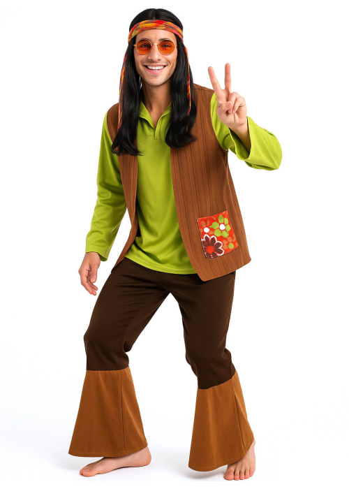 Disfraz De Hippie Verde Hombre - Disfraces Años 60-70 (Hippies)