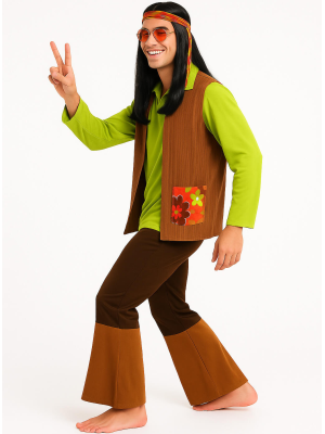 Disfraz De Hippie Verde Hombre - Disfraces Años 60-70 (Hippies)