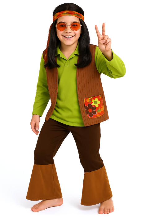 Disfraz De Hippie Verde Infantil - Disfraces años 60-70 Hippies